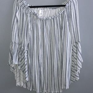 Time and Tru off the shoulder blue shirt